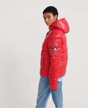 Superdry High Shine Toya Puffer Női Kabát Piros | CQLJK2078